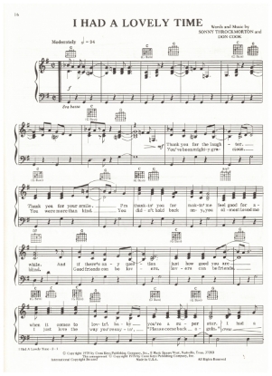 Picture of I Had a Lovely Time, Sonny Throckmorton & Don Cook, recorded by The Kendalls , sheet music
