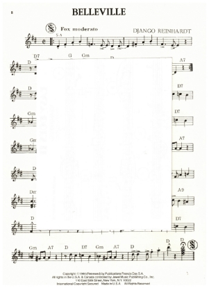 Picture of Belleveille, Django Reinhardt, guitar solo, sheet music