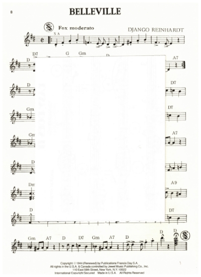 Picture of Belleveille, Django Reinhardt, guitar solo, sheet music