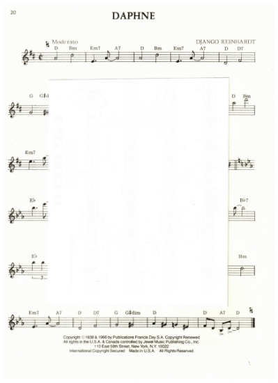 Picture of Daphne, Django Reinhardt, guitar solo, sheet music