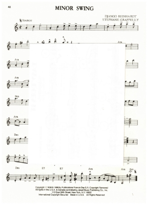 Picture of Minor Swing, Django Reinhardt & Stephane Grappelly, guitar solo, sheet music