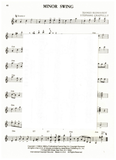 Picture of Minor Swing, Django Reinhardt & Stephane Grappelly, guitar solo, sheet music