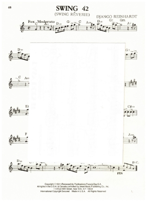 Picture of Swing 42 (Swing Reverie), Django Reinhardt, guitar solo, sheet music