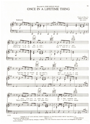 Picture of Once in a Lifetime Thing, Jerry Foster & Bill Rice, recorded by John Wesley Ryles, sheet music