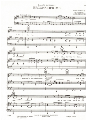 Picture of Reconsider Me, Myra Smith & Margaret Lewis, recorded by Narvel Felts, sheet music