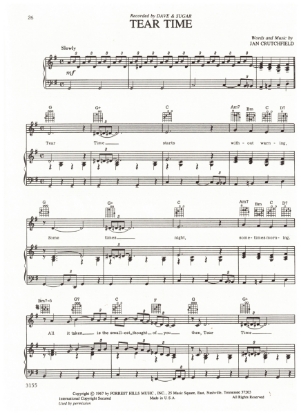 Picture of Tear Time, Jan Crutchfield, recorded by Dave & Sugar, sheet music