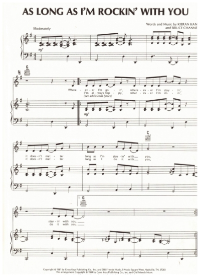 Picture of As Long As I'm Rockin' With You, Kieran Kane & Bruce Channel, recorded by John Conlee, sheet music