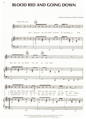Picture of Blood Red and Going Down, Curly Putman, recorded by Tanya Tucker, sheet music