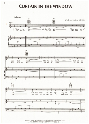 Picture of Curtain in the Window, Lee Ross, recorded by Ray Price, sheet music