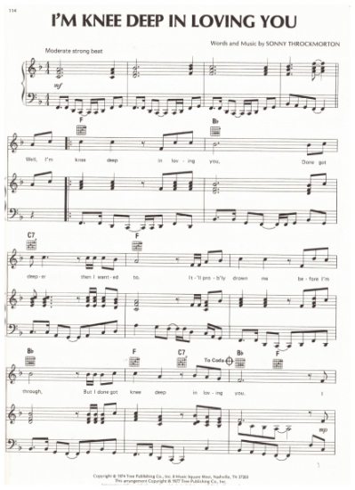 Picture of I'm Knee Deep in Loving You, Sonny Throckmorton, recorded by Dave & Sugar, sheet music