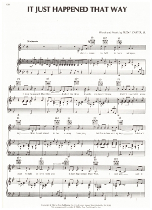 Picture of It Just Happened That Way, Fred F. Carter, recorded by Dean Martin, sheet music