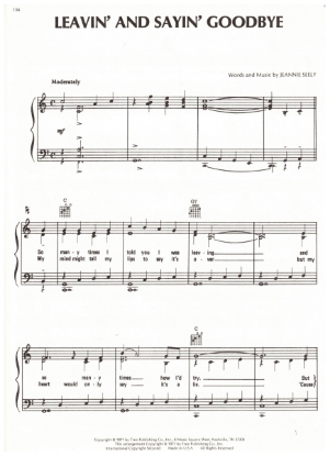 Picture of Leavin' and Sayin' Goodbye, Jeannie Seely, recorded by Faron Young, sheet music