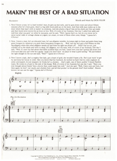Picture of Makin' the Best of a Bad Situation, Dick Feller, recorded by Ray Stevens, sheet music