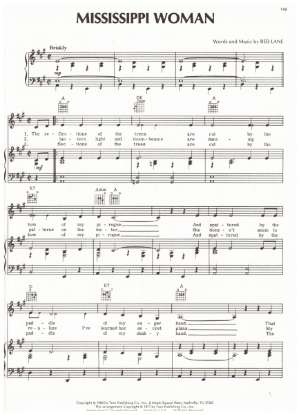 Picture of Mississippi Woman, Red Lake, duet recorded by Loretta Lynn & Conway Twitty, sheet music