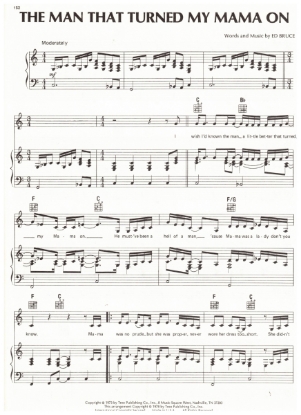 Picture of The Man That Turned My Mama On, Ed Bruce, recorded by Tanya Tucker, sheet music