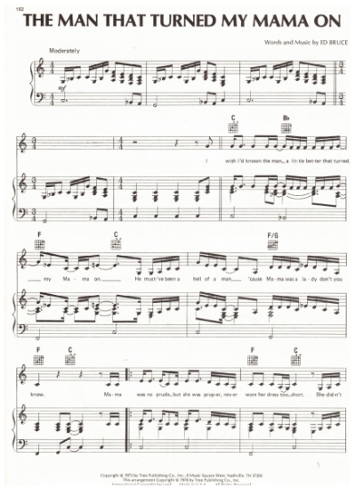 Picture of The Man That Turned My Mama On, Ed Bruce, recorded by Tanya Tucker, sheet music