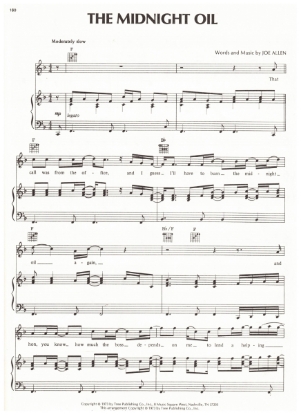 Picture of The Midnight Oil, Joe Allen, recorded by Barbara Mandrell, sheet music