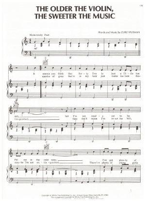 Picture of The Older the Violin the Sweeter the Music, Curly Putman, recorded by Hank Thompson, sheet music