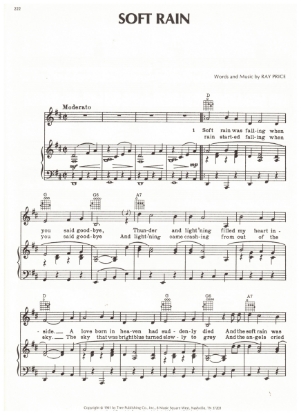 Picture of Soft Rain, written & recorded by Ray Price, sheet music