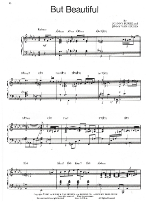 Picture of But Beautiful, Johnny Burke & Jimmy Van Heusen, piano solo by Bill Evans, sheet music