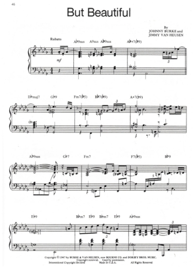 Picture of But Beautiful, Johnny Burke & Jimmy Van Heusen, piano solo by Bill Evans, sheet music