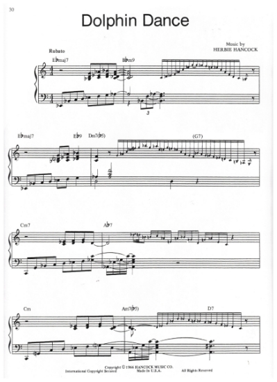 Picture of Dolphin Dance, Herbie Hancock, piano solo by Bill Evans, pdf copy