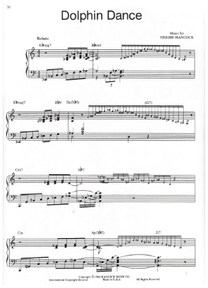 Picture of Dolphin Dance, Herbie Hancock, piano solo by Bill Evans, sheet music