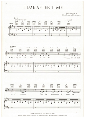 Picture of Time After Time, Robert Hyman & Cyndi Lauper, this version as sung by Eva Cassidy, sheet music