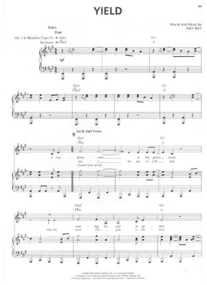 Picture of Yield, Amy Ray, Indigo Girls, sheet music