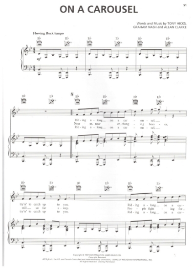 Picture of On a Carousel, Tony Hicks/ Graham Nash/ Allan Clarke, recorded by The Hollies, sheet music