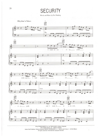 Picture of Security, written & recorded by Otis Redding, sheet music