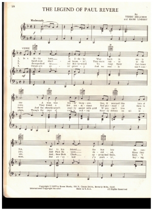 Picture of The Legend of Paul Revere, Terry Melcher & Mark Lindsay, recorded by Paul Revere and the Raiders, sheet music