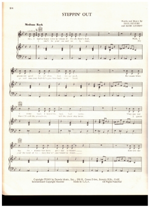Picture of Steppin' Out, Mark Lindsay & Paul Revere, recorded by Paul Revere and the Raiders, sheet music