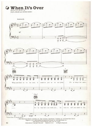 Picture of When It's Over, Paul Dean & Mike Reno, recorded by Loverboy, sheet music