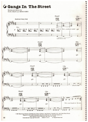 Picture of Gangs in the Streets, Paul Dean & Mike Reno, recorded by Loverboy, sheet music