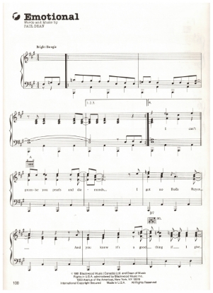 Picture of Emotional, Paul Dean, recorded by Loverboy, sheet music