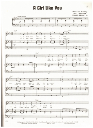 Picture of A Girl Like You, Felix Cavaliere & Edward Brigati, recorded by The Rascals, sheet music