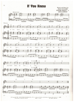 Picture of If You Knew, Felix Cavaliere/ Edward Brigati/ Gene Cornish, recorded by The Rascals, sheet music