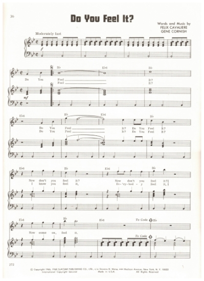 Picture of Do You Feel It?, Gene Cornish & Felix Cavaliere, recorded by The Rascals, sheet music
