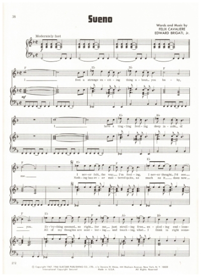 Picture of Sueno, Edward Brigati & Felix Cavaliere, recorded by The Rascals, sheet music