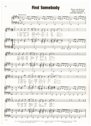 Picture of Find Somebody, Edward Brigati & Felix Cavaliere, recorded by The Rascals, sheet music