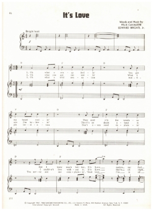 Picture of It's Love, Felix Cavaliere & Edward Brigati, recorded by The Rascals, sheet music