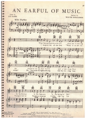Picture of An Earful of Music, Gus Kahn & Walter Donaldson, sheet music