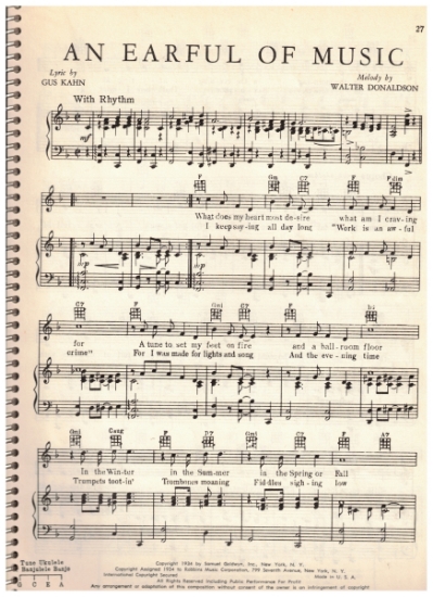 Picture of An Earful of Music, Gus Kahn & Walter Donaldson, sheet music