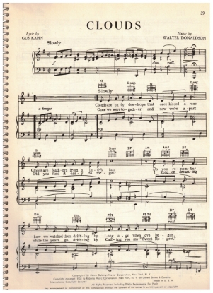 Picture of Clouds, Gus Kahn & Walter Donaldson, sheet music