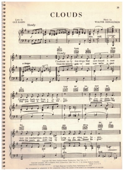 Picture of Clouds, Gus Kahn & Walter Donaldson, sheet music