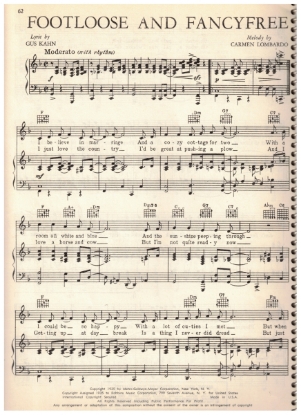 Picture of Footloose and Fancy Free, Gus Kahn & Carmen Lombardo, sheet music