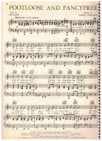 Picture of Footloose and Fancy Free, Gus Kahn & Carmen Lombardo, sheet music