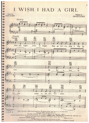 Picture of I Wish I Had a Girl, Gus Kahn & Grace Le Boy, sheet music