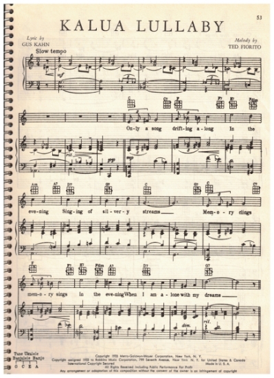 Picture of Kalua Lullaby, Gus Kahn & Ted Fiorito, sheet music